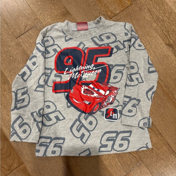 Disney Lightning McQueen Gray and Red Long Sleeve Tee - Picture 1 of 1